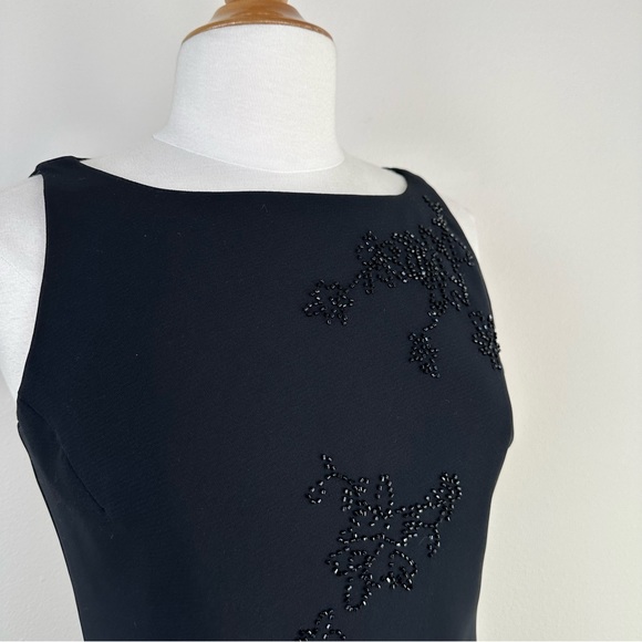 Jones New York Dress Black Beaded Chiffon Sleeveless Swing Midi Dress - Picture 2 of 7